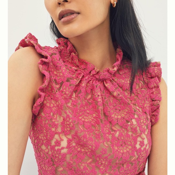 NWT Anthropologie Dolan Ruffle Lace Top - Picture 5 of 15